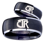 His Hers CTR Dome Brushed Black 2 Tone Tungsten Mens Anniversary Ring Set