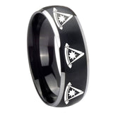 8mm Multiple Pester Master Masonic Dome Brushed Black 2 Tone Tungsten Men's Ring