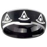 8mm Multiple Pester Master Masonic Dome Brushed Black 2 Tone Tungsten Men's Ring