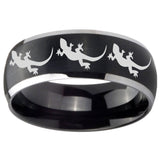 8mm Multiple Lizard Dome Brushed Black 2 Tone Tungsten Carbide Anniversary Ring
