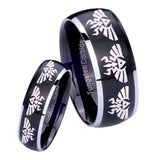 His Hers Multiple Zelda Skyward Sword Dome Brushed Black 2 Tone Tungsten Bands Ring Set