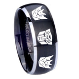 8mm Transformers Autobot Decepticon Dome Brushed Black 2 Tone Tungsten Men's Band Ring