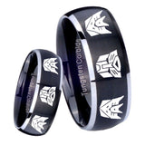 8mm Transformers Autobot Decepticon Dome Brushed Black 2 Tone Tungsten Men's Band Ring