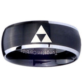 8mm Zelda Triforce Dome Brushed Black 2 Tone Tungsten Wedding Engraving Ring