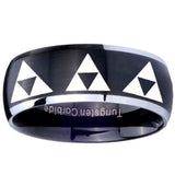 8mm Multiple Zelda Triforce Dome Brushed Black 2 Tone Tungsten Rings for Men