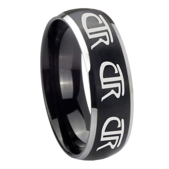8mm Multiple CTR Dome Brushed Black 2 Tone Tungsten Carbide Custom Mens Ring