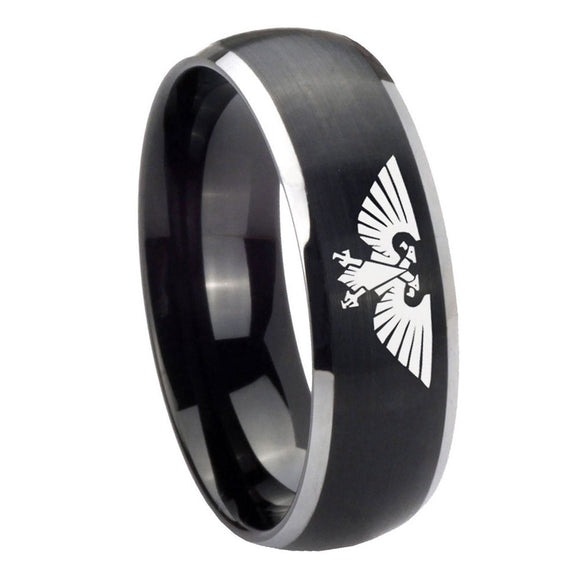 8mm Aquila Dome Brushed Black 2 Tone Tungsten Carbide Mens Engagement Ring