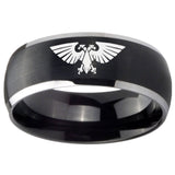 8mm Aquila Dome Brushed Black 2 Tone Tungsten Carbide Mens Engagement Ring