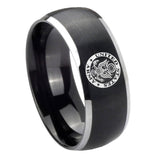 8mm U.S. Army Dome Brushed Black 2 Tone Tungsten Custom Mens Ring