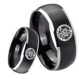 8mm U.S. Army Dome Brushed Black 2 Tone Tungsten Custom Mens Ring