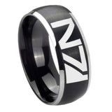 8mm N7 Design Dome Brushed Black 2 Tone Tungsten Custom Mens Ring