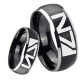 8mm N7 Design Dome Brushed Black 2 Tone Tungsten Custom Mens Ring