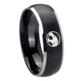 8mm Thundercat Dome Brushed Black 2 Tone Tungsten Carbide Mens Engagement Band