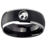 8mm Thundercat Dome Brushed Black 2 Tone Tungsten Carbide Mens Engagement Band