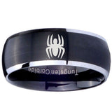 8mm Spiderman Dome Brushed Black 2 Tone Tungsten Carbide Wedding Engraving Ring