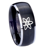 8mm American Atheist Dome Brushed Black 2 Tone Tungsten Carbide Mens Ring