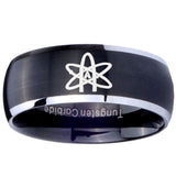 8mm American Atheist Dome Brushed Black 2 Tone Tungsten Carbide Mens Ring