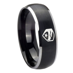 8mm GI Joe Eagle Dome Brushed Black 2 Tone Tungsten Carbide Wedding Bands Ring