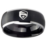 8mm GI Joe Eagle Dome Brushed Black 2 Tone Tungsten Carbide Wedding Bands Ring