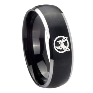 8mm Honey Bee Dome Brushed Black 2 Tone Tungsten Carbide Mens Anniversary Ring