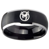 8mm Honey Bee Dome Brushed Black 2 Tone Tungsten Carbide Mens Anniversary Ring