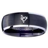 8mm Music & Heart Dome Brushed Black 2 Tone Tungsten Mens Engagement Band