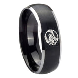 8mm Angry Baseball Dome Brushed Black 2 Tone Tungsten Carbide Mens Promise Ring