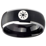 8mm Magic The Gathering Dome Brushed Black 2 Tone Tungsten Men's Wedding Ring