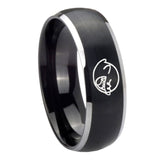 8mm Mario Boo Ghost Dome Brushed Black 2 Tone Tungsten Mens Engagement Band