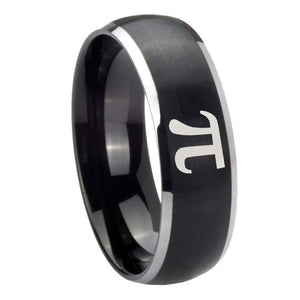 8mm Math Pi Dome Brushed Black 2 Tone Tungsten Carbide Men's Engagement Band