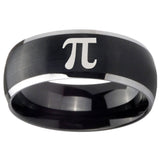 8mm Math Pi Dome Brushed Black 2 Tone Tungsten Carbide Men's Engagement Band