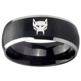 8mm Maximal Dome Brushed Black 2 Tone Tungsten Carbide Men's Ring