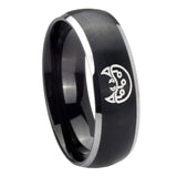 8mm Metroid Dome Brushed Black 2 Tone Tungsten Carbide Mens Engagement Ring