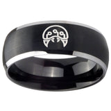 8mm Metroid Dome Brushed Black 2 Tone Tungsten Carbide Mens Engagement Ring