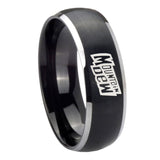 8mm Mountain Dew Dome Brushed Black 2 Tone Tungsten Wedding Engraving Ring