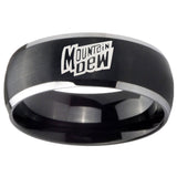 8mm Mountain Dew Dome Brushed Black 2 Tone Tungsten Wedding Engraving Ring