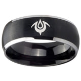 8mm Naga Dome Brushed Black 2 Tone Tungsten Carbide Mens Promise Ring