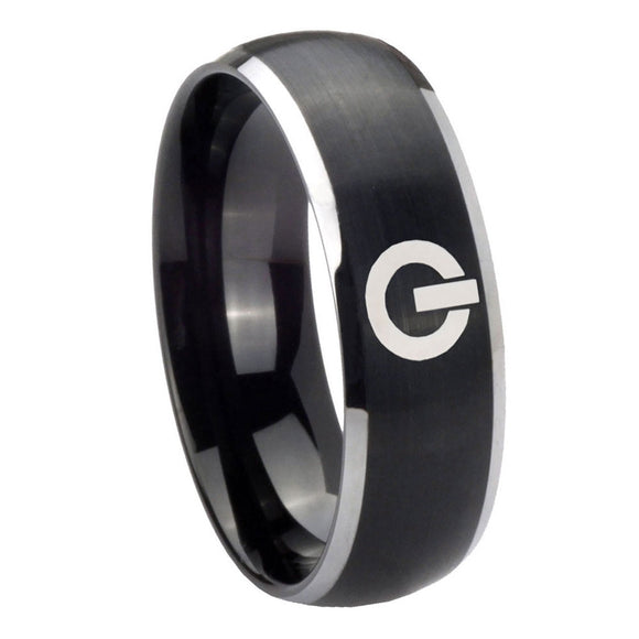 8mm Power Dome Brushed Black 2 Tone Tungsten Carbide Bands Ring