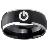 8mm Power Dome Brushed Black 2 Tone Tungsten Carbide Bands Ring