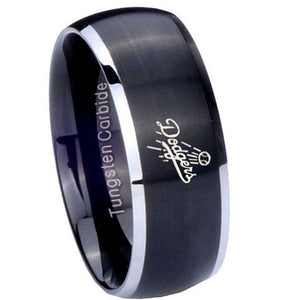 8mm LA Dogers MLB Baseball Dome Brushed Black 2 Tone Tungsten Mens Wedding Band