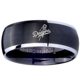 8mm LA Dogers MLB Baseball Dome Brushed Black 2 Tone Tungsten Mens Wedding Band