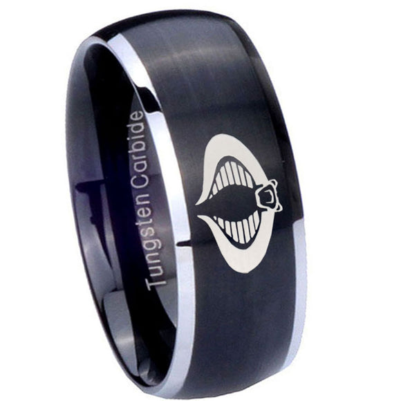 8mm Cobra Dome Brushed Black 2 Tone Tungsten Carbide Men's Wedding Ring