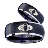 Bride and Groom Cobra Dome Brushed Black 2 Tone Tungsten Rings for Men Set