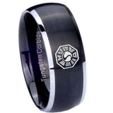 8mm Lost Dharma Dome Brushed Black 2 Tone Tungsten Mens Anniversary Ring