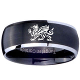 8mm Dragon Dome Brushed Black 2 Tone Tungsten Carbide Men's Engagement Band
