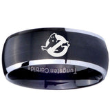 8mm Ghostbusters Dome Brushed Black 2 Tone Tungsten Carbide Promise Ring