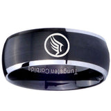 8MM Matte Brush Black Dome Mass Effect 2 Tone Tungsten Laser Engraved Ring