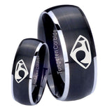 His Hers House of Van Dome Brushed Black 2 Tone Tungsten Wedding Bands Ring Set