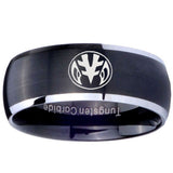 8mm Love Power Rangers Dome Brushed Black 2 Tone Tungsten Wedding Band Mens