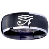 8mm Seeing Eye Dome Brushed Black 2 Tone Tungsten Carbide Mens Wedding Ring